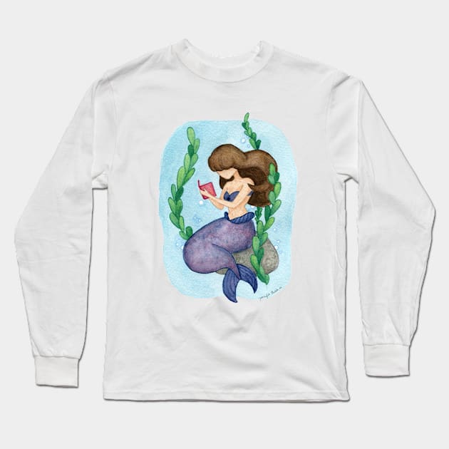 Reading Mermaid Long Sleeve T-Shirt by FairytaleFoxDesigns